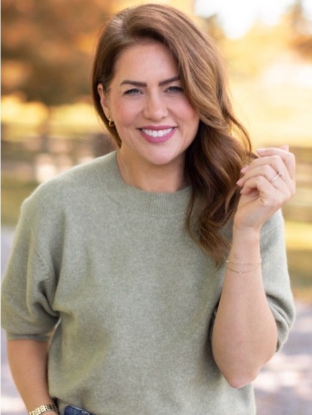 BNWT Jillian Harris x Joe Fresh Short-Sleeve Knit Sweater in Sage Green